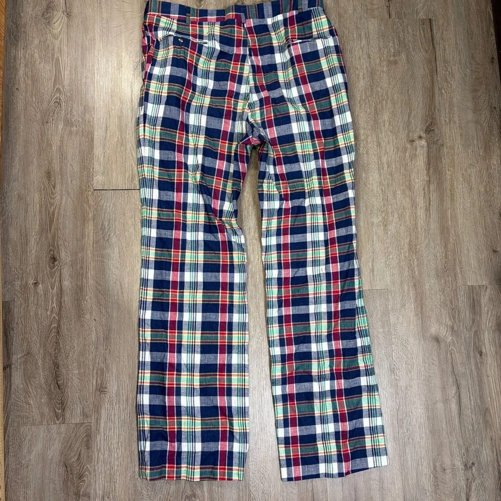 VTG Madras Plaid Mens Pants 40x35 Lightweight Cotton Summer Straight Relaxed